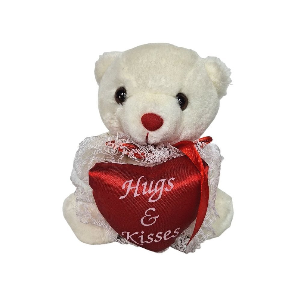 Preferred Plush White Teddy Bear Heart Valentines Day 6 Inch